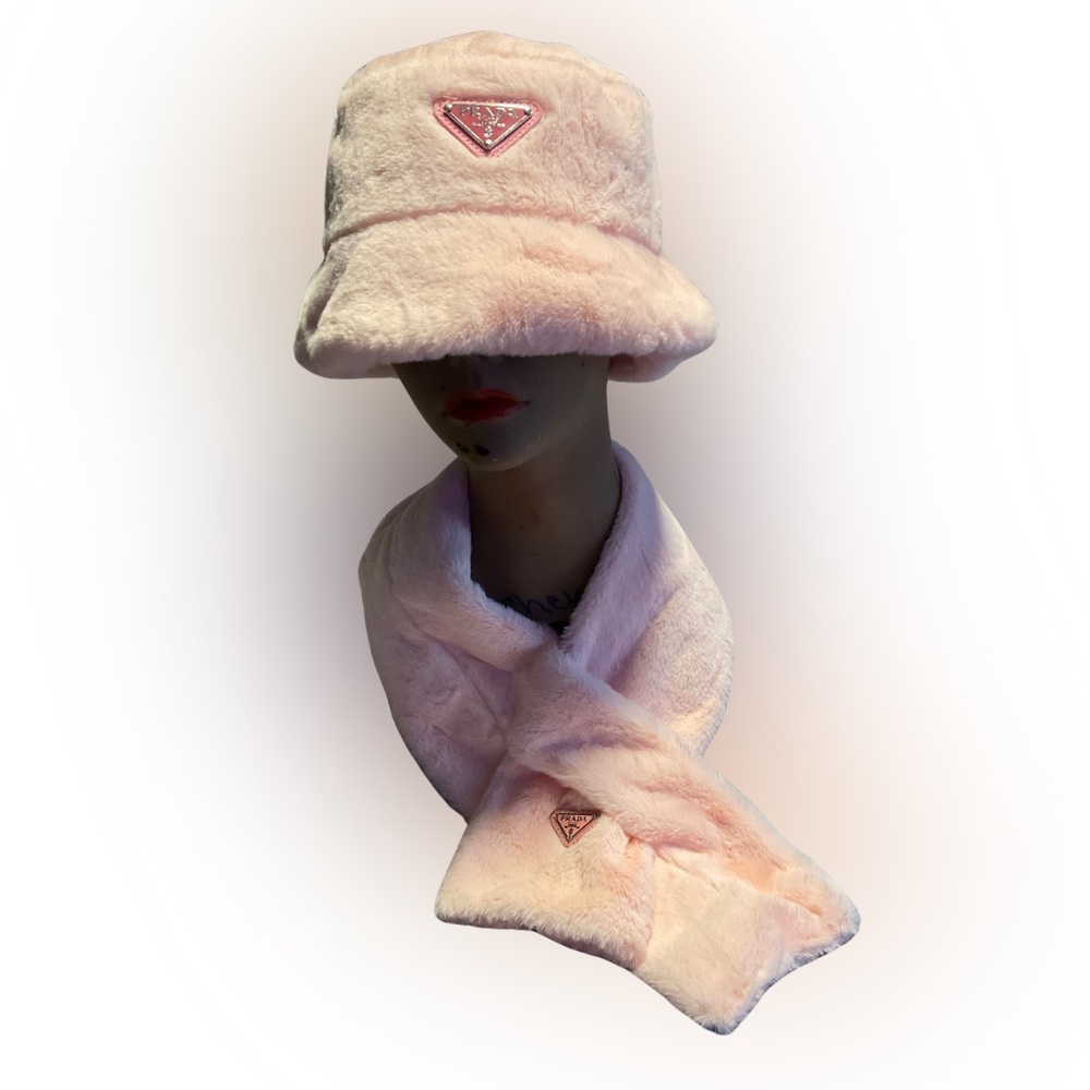 Fuzzy Pink Hat & Scarf Set